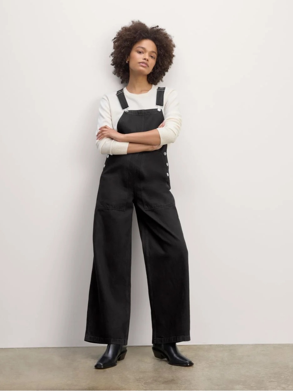 Everlane The Gardener Overall – Black Wide-Leg Denim Overalls